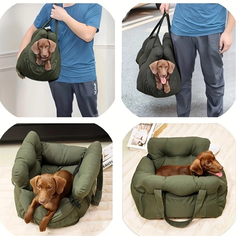 Dog Car Seat with Safety Belt - Non-Slip Pet Car Bed for Small Dogs, Washable Travel Carrier with Secure Straps for Safe CarEmpiti