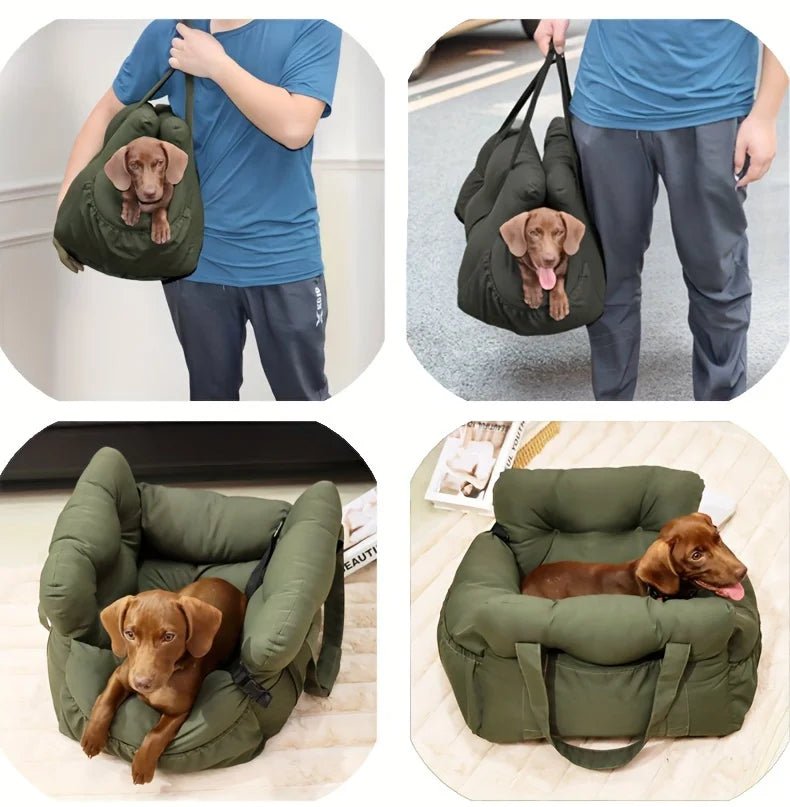Dog Car Seat with Safety Belt - Non-Slip Pet Car Bed for Small Dogs, Washable Travel Carrier with Secure Straps for Safe CarEmpiti