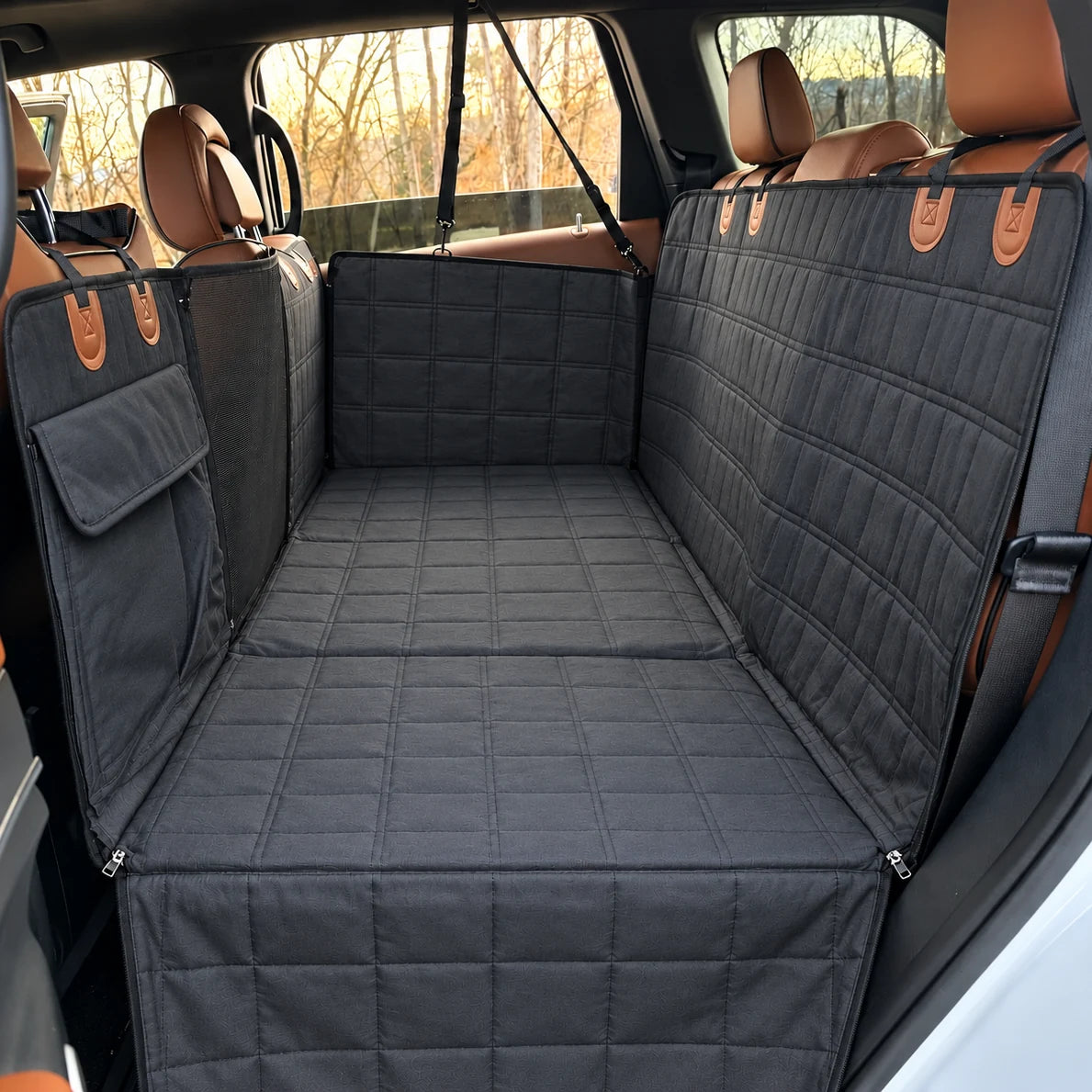 EMPITI RoadDeck back seat extender in Charcoal installed in an SUV