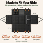 RoadDeck dimensions in centimetres, fits most sedans, SUVs and dual-cab utes