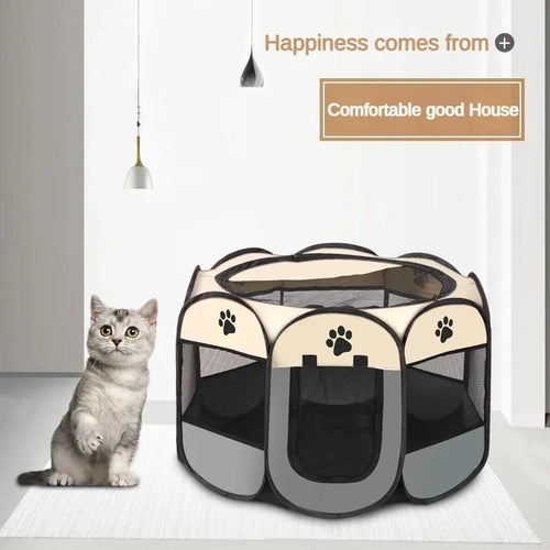Foldable Pet Tent Durable Grip Cat House Oxford Cloth Octagonal Pet Fence Portable Outdoor Small Dog Cages Cat Fences for WinterEmpiti