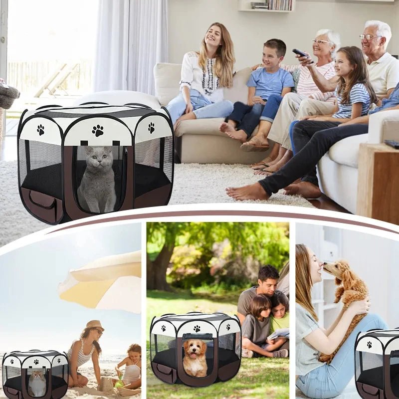 Foldable Pet Tent Durable Grip Cat House Oxford Cloth Octagonal Pet Fence Portable Outdoor Small Dog Cages Cat Fences for WinterEmpiti