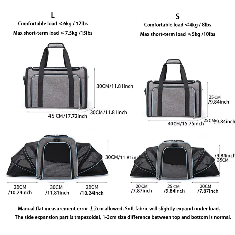 Pet Carrier Bag Foldable Small Dog Charter Carrying Cat Out Bag Expansion Pet Bag Mesh Breathable Expansion Foldable Handheld CEmpiti